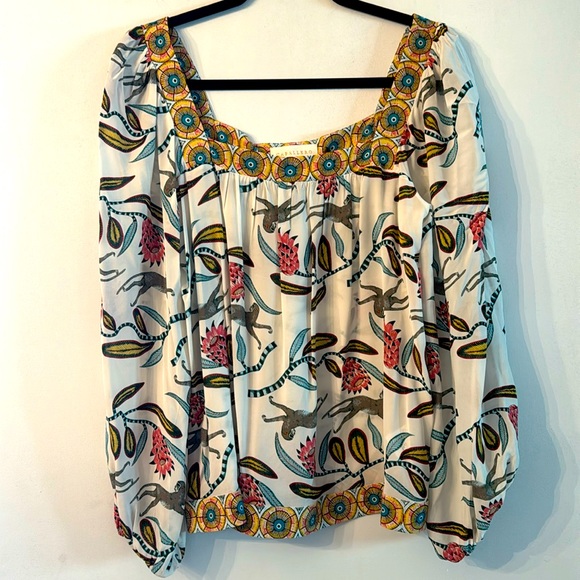 Caballero Size Small Long Sleeve Square neck Jungle Pattern Blous - Picture 1 of 7